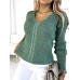Sweter Klasyczny Dekolt V Zielony